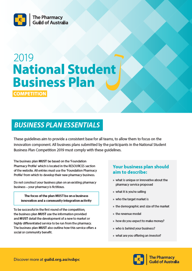 National Student Business Plan Competition Pharmacy Guild - 