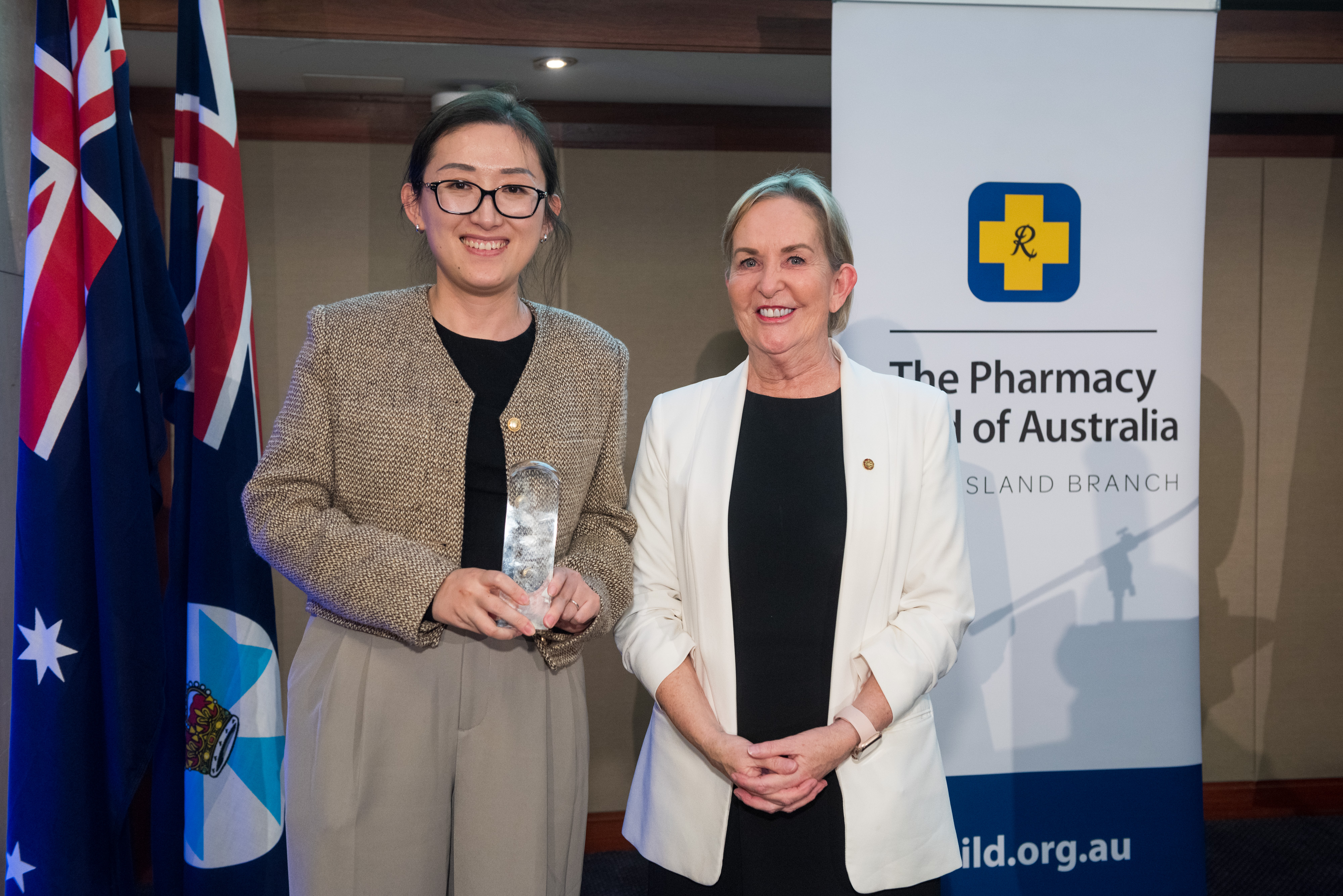 President's Award Winner Jennifer Huang with Ros Bates MP